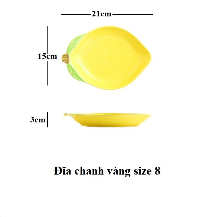 Set đĩa/dĩa hình quả chanh tây vàng lá xanh kèm bát nhỏ xinh xắn, đĩa đựng thức ăn cute 3.7.18