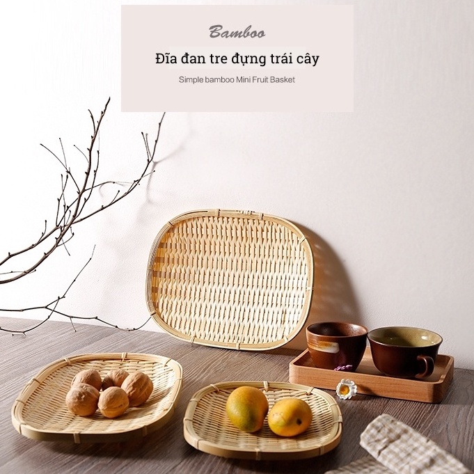 Mẹt tre thủ công đa năng BAMBOOO ECO phong cách Nhật Bản trang trí decor