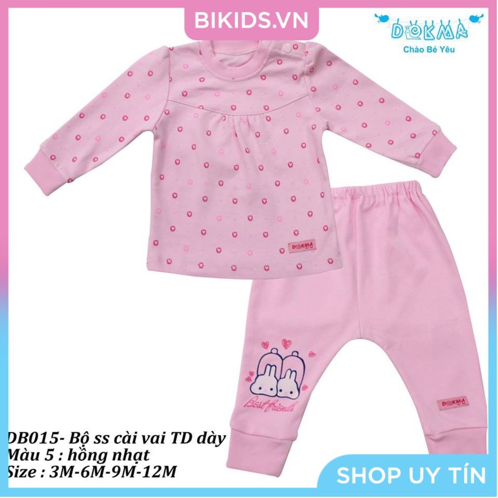 Dokma - Bộ cài vai vàng chấm bi bé gái 1-9 tháng DB136