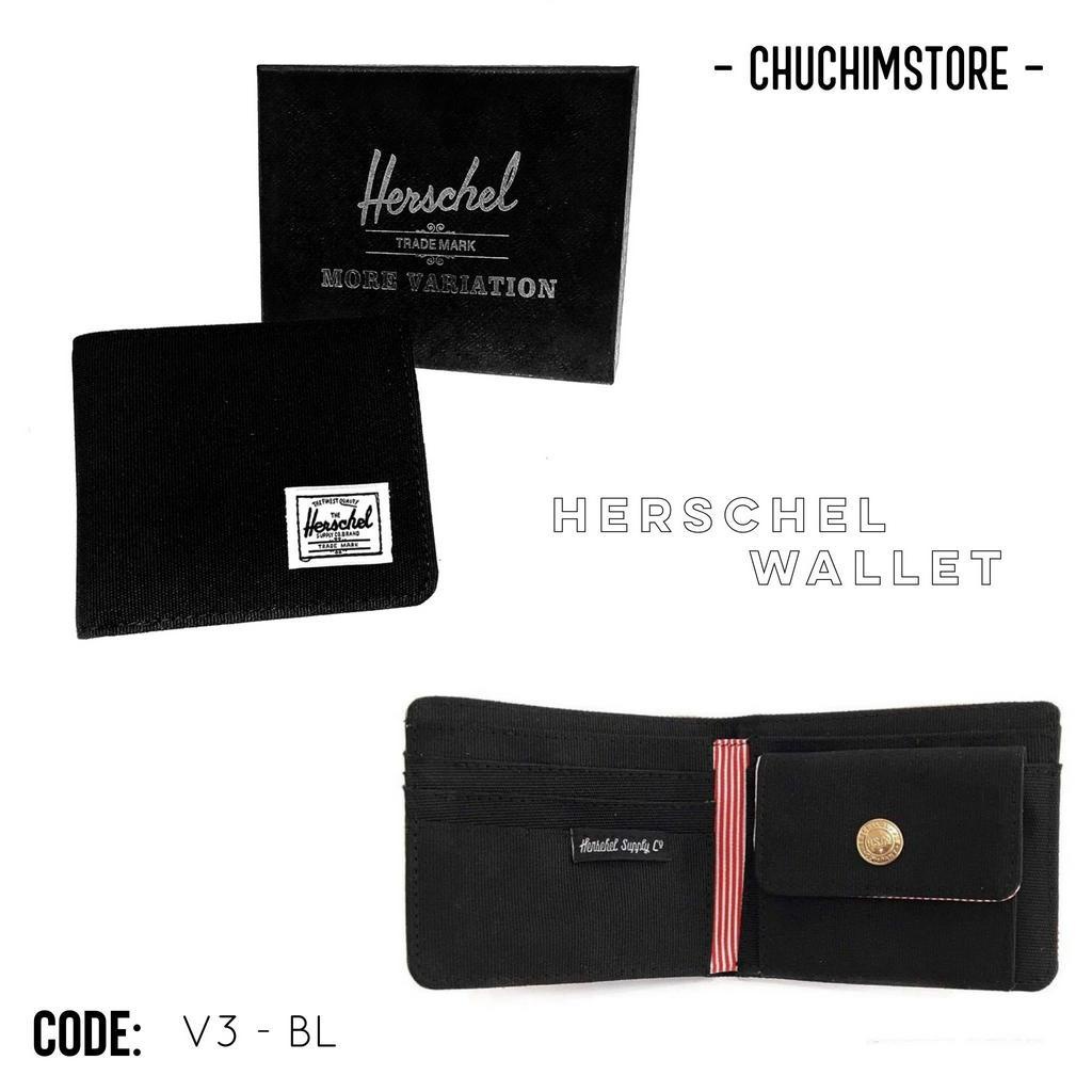 Ví Vải Trơn Logo HERCHEL Dáng Ngắn Unisex FULL BOX - V001