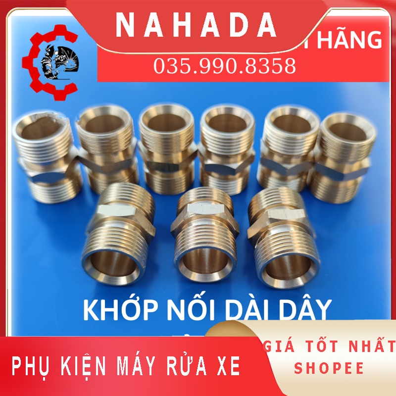 Đầu Nối Nhanh | Khớp Nối | Cút Nối Dài Dây Giữa 2 Dây Rửa Xe Áp Lực Cao Máy Rửa Xe | Bằng Đồng | Ren Chuẩn 22mm