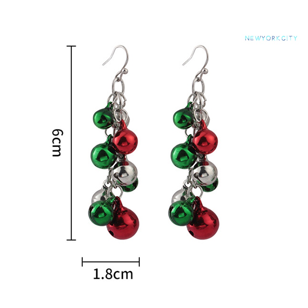 Khuyên Tai Dài Gắn Chuông Giáng Sinh Thời Trang Cho Nữ