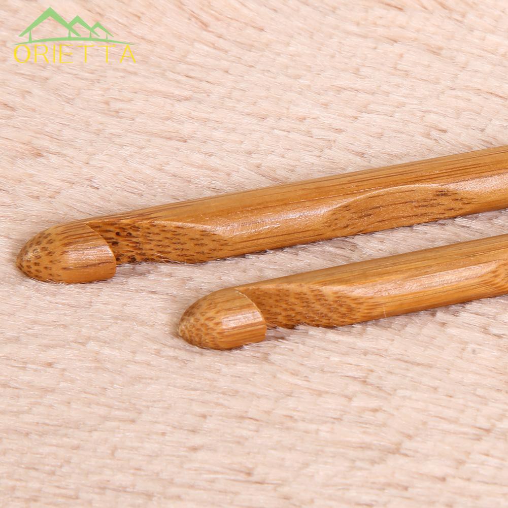 Orietta♛12-Size Bamboo Handle Crochet Hook Knit Weave Yarn Craft Knitting Needle