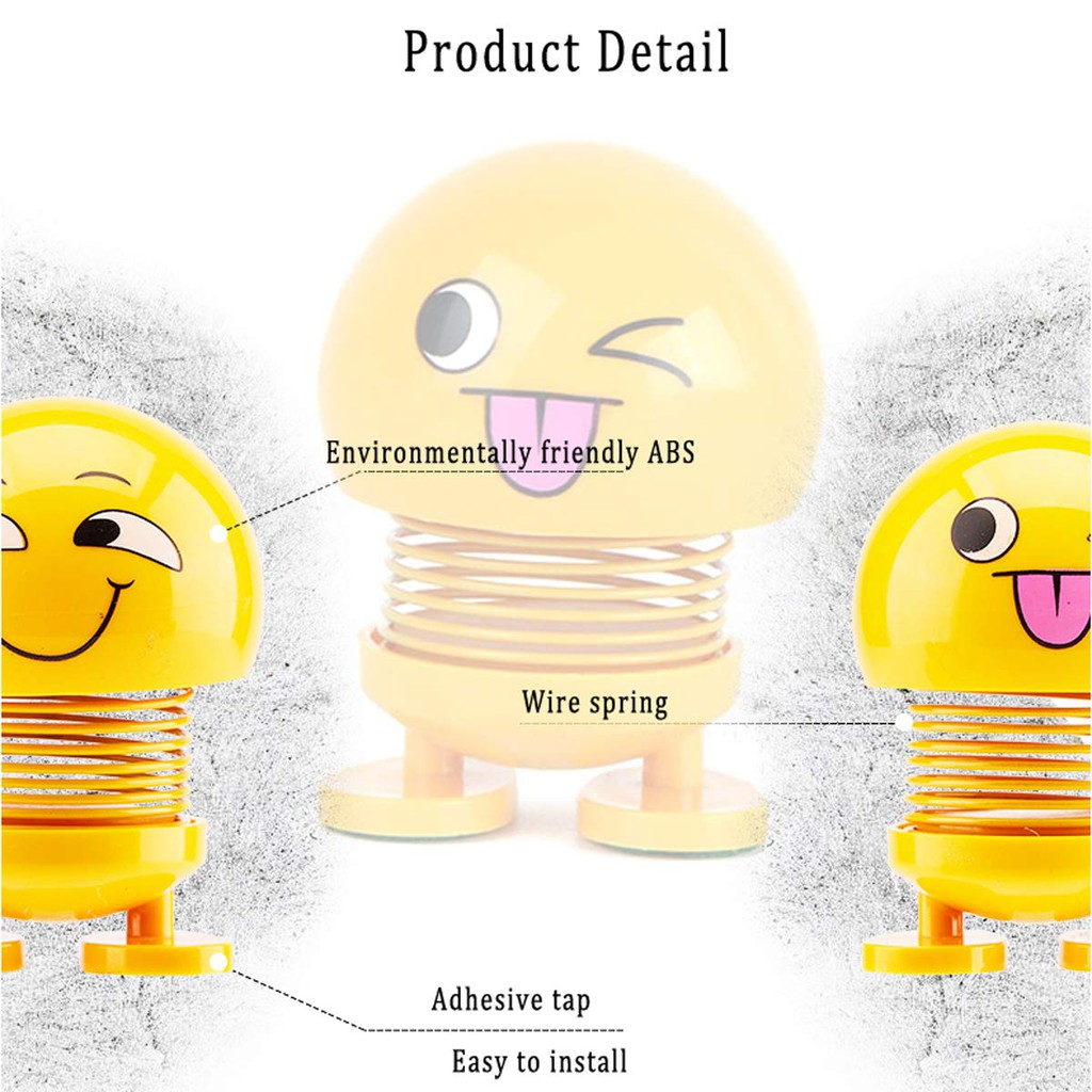 Phụ kiện lò xo nhún hình mặt biểu tượng cảm xúc dùng trang trí ô tô | BigBuy360 - bigbuy360.vn