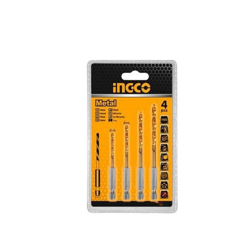 1.5-3mm Bộ 4 mũi khoan kim loại HSS INGCO AKD1402