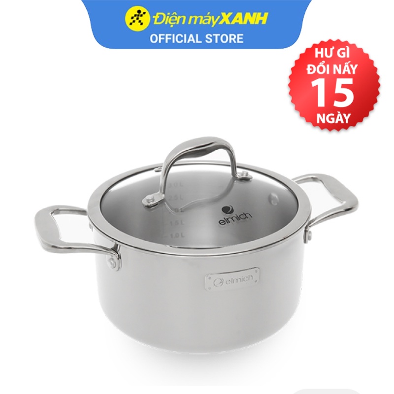 Nồi inox 3 đáy nắp kính 20 cm Elmich Trimax XS EL-3747