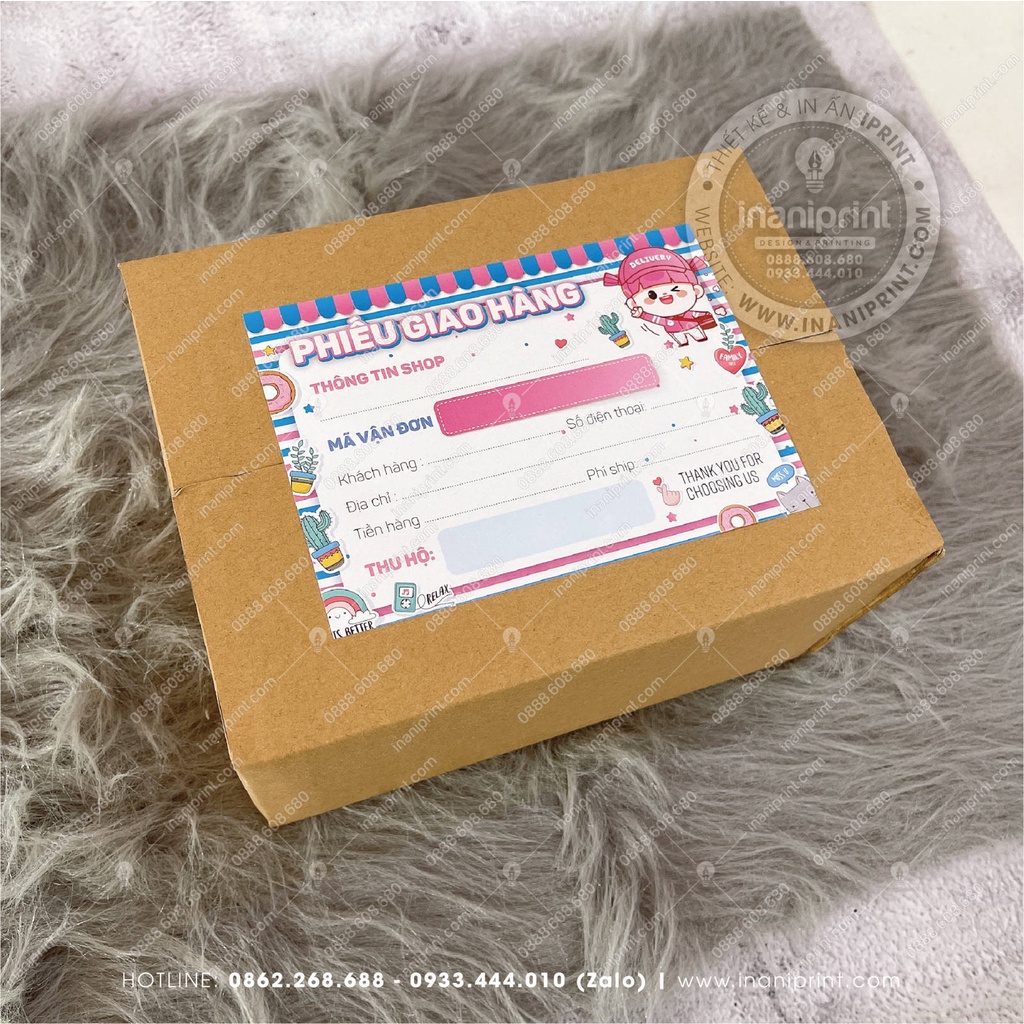 Giấy Giao Hàng, Phiếu Ship Hàng, Phiếu Giao Hàng, Giấy Ghi Mã Vận Đơn- Kích Thước 14cm x 10cm - Có Keo Mặt Sau