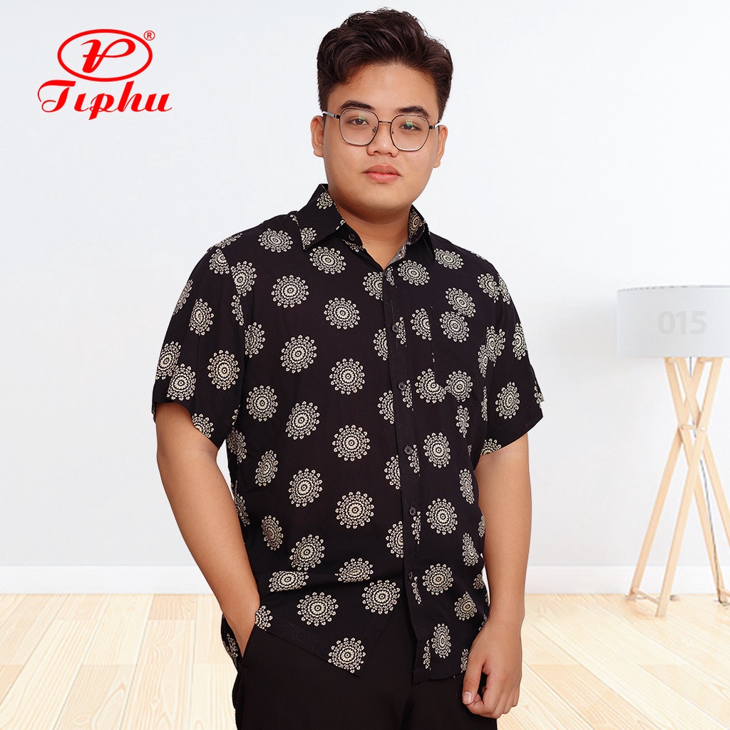 Áo họa tiết nam big size, cộc tay, form lớn, tà bằng, hoa văn dân gian cát tường, vải tole hút mồ hôi rất tốt, bigsize