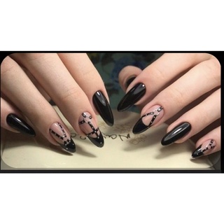 nailbox ,10 móng up thiết kế tông đen.