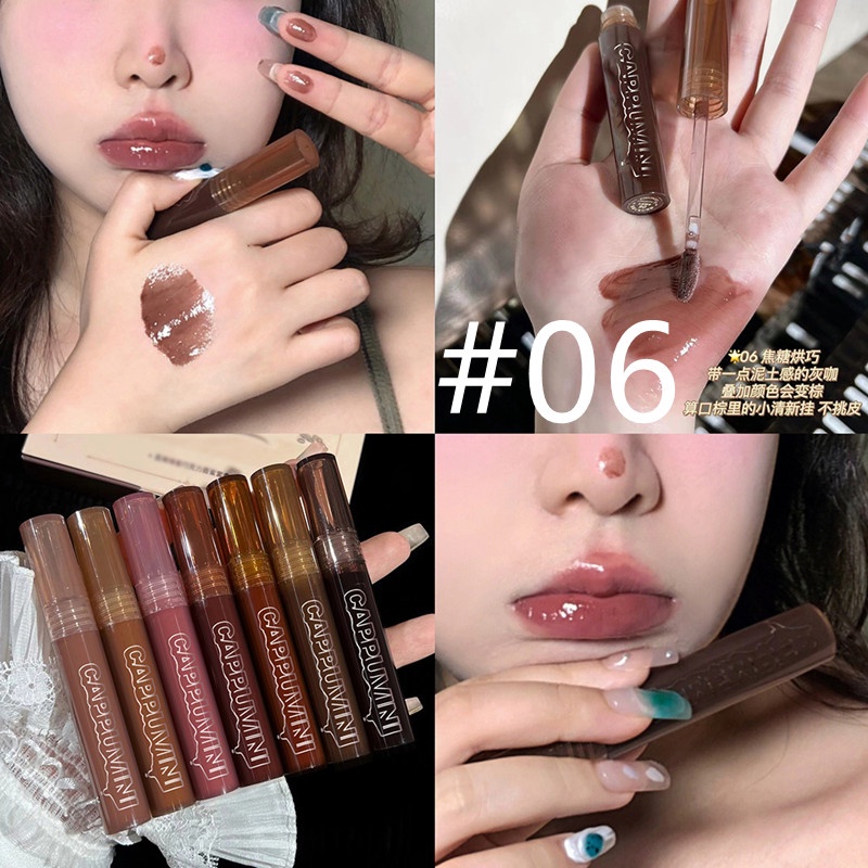 Son Bóng Cappuvini Màu Nude Nhạt Mềm Mượt Nuôi Dưỡng Môi Chống Thấm Nước Chocolat