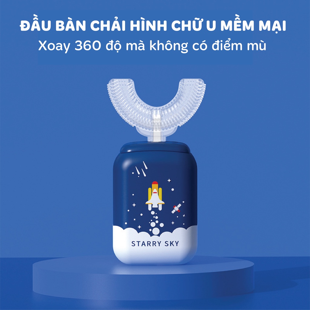 Bàn chải điện cho bé Dreamer, Bàn chải điện trẻ em chữ U cho bé từ 2-12 tuổi - Giúp bé vệ sinh răng miệng tự động