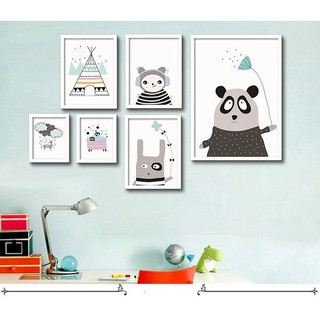Khung ảnh treo tường composite có kính gấu Panda KA150