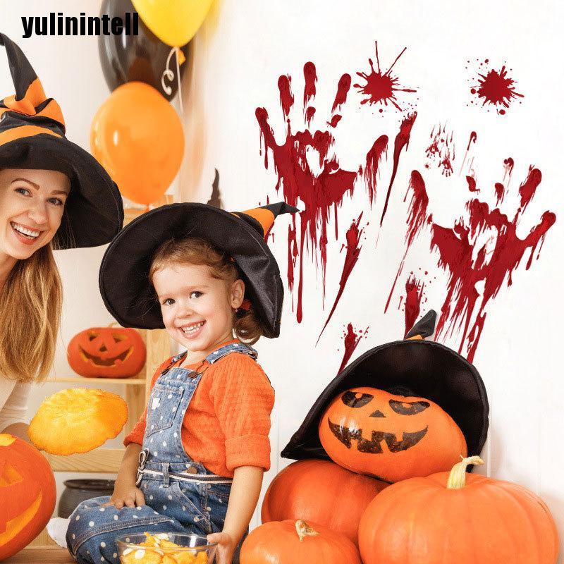 1 Miếng Dán Kính Cửa Sổ Hình Bàn Tay Máu Trang Trí Halloween