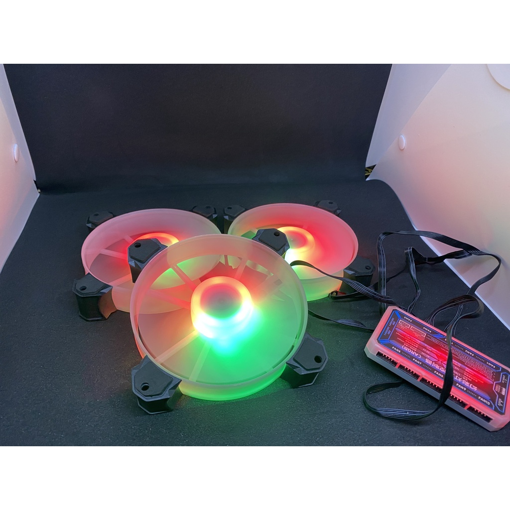 Quạt fan LED RGB 12 cm 6 pin lắp Case tản nhiệt có Hub Coolmon 6P đèn