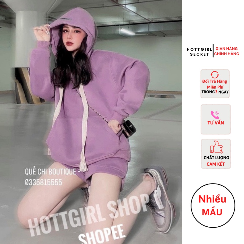 Bộ nỉ Hoodie quần cộc nhiều mầu mặc đôi mặc team cực xinh của Hottgirl secret