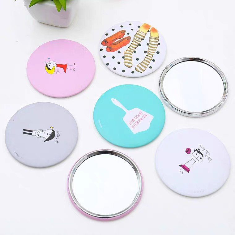 Gương Trang Điểm Mini Hình Tròn Cầm Tay Bỏ Túi Hàn Quốc Mini Siêu Xinh Cute Viền Kim Loại Salaa Store