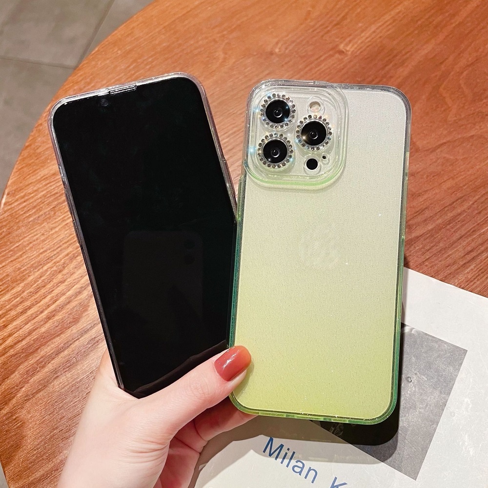 Ốp Điện Thoại Silicon Mềm Trong Suốt Đính Đá Lấp Lánh Màu Gradient Sang Trọng Cho iPhone 13 12 11 Pro Max