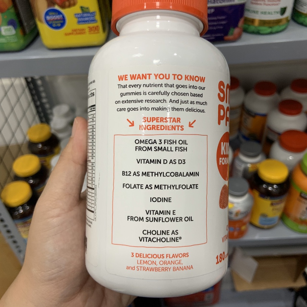 Kẹo dẻo vitamin trẻ em date 1/2025 Smarty Pants Kids Formula Multivitamin 180 viên tổng hợp các vitamin - EDS Hàng Mỹ