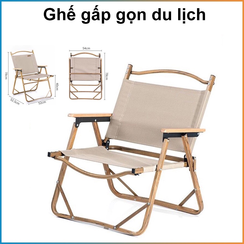 Ghế xếp dã ngoại gấp gọn Mountainhiker Nhôm Vân Gỗ - Ghế cắm trại xếp gọn du lịch lưng tựa cao cấp VT124