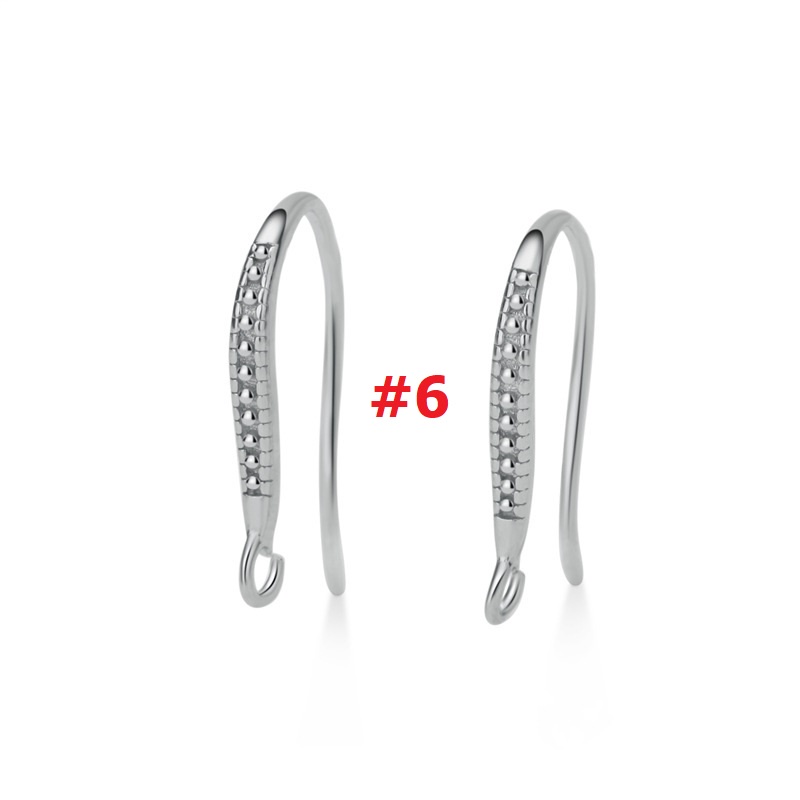 [B6TX] Phụ kiện trang sức (DIY) - Cặp (2) bông tai bạc trống hạt kiểu móc nạm đá Zirconia mẫu tự làm