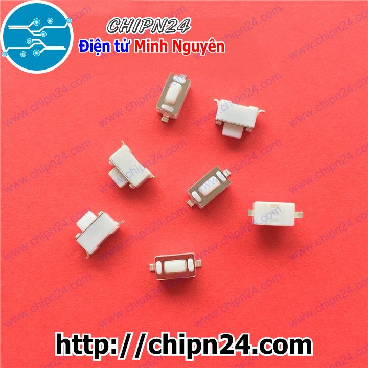 [10 CÁI] Nút nhấn 2 chân 3x6x5mm SMD Dán TRẮNG