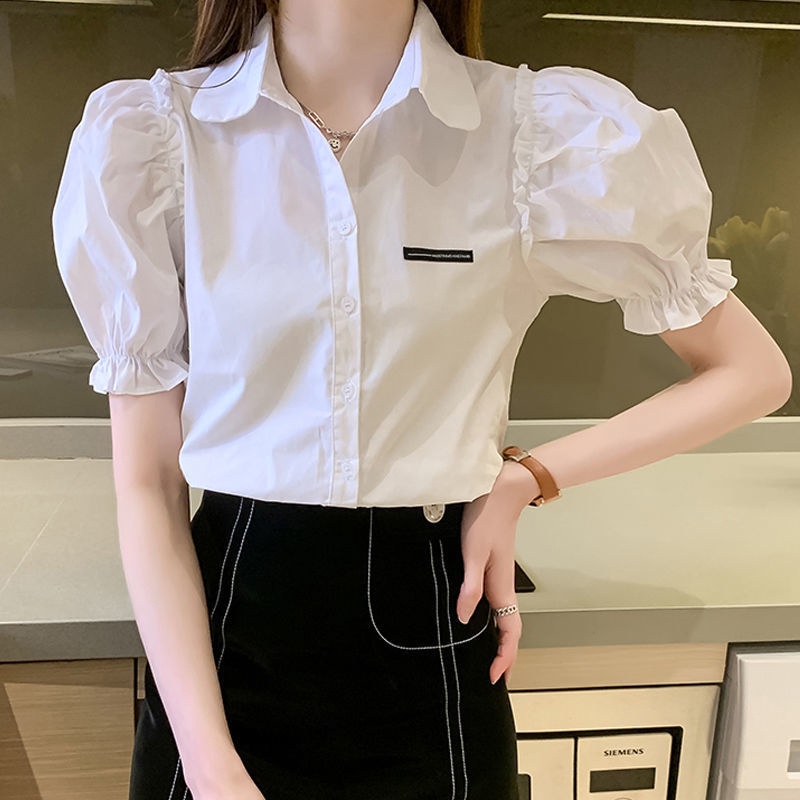 Áo sơ mi IELGY ngắn tay kiểu Pháp thời trang cho nữ