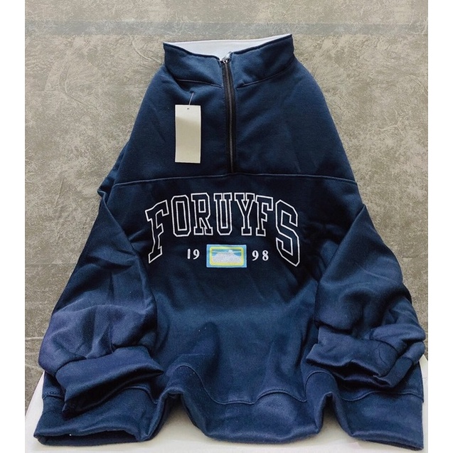 Áo nỉ Zip form rộng FORUYS Ulzzang Áo nỉ sweater nữ cao cổ dài tay Hàn Quốc - CUTE_ZOO | BigBuy360 - bigbuy360.vn