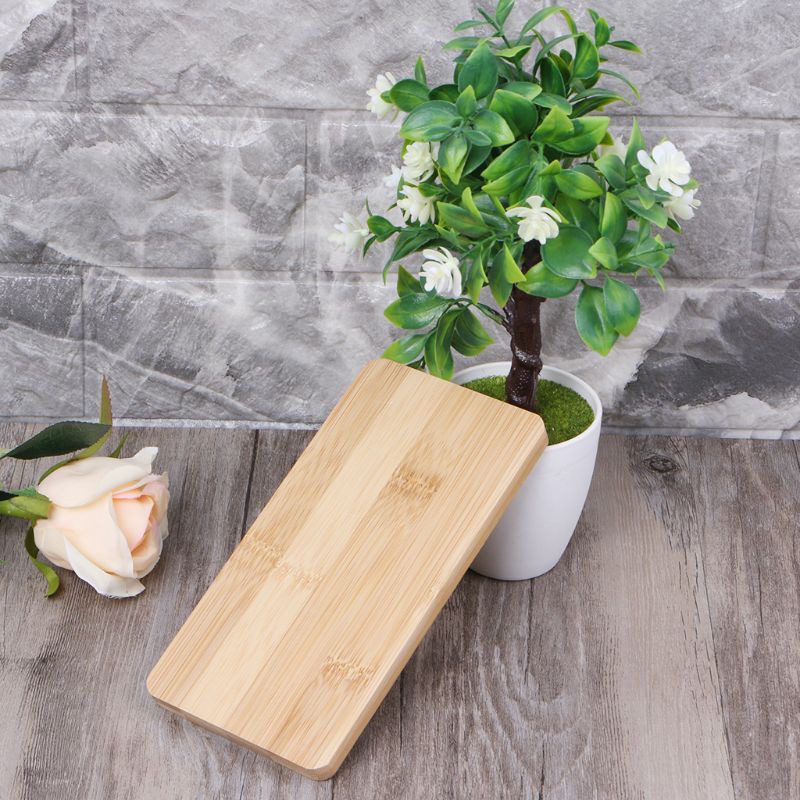 Giá đỡ chậu hoa hình chữ nhật bằng tre thiết kế đơn giản thanh lịch trang trí nhà cửa/ ban công tiện dụng
