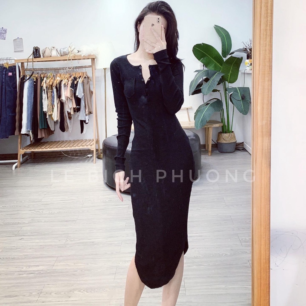 BÁN SỈ  - VÁY LEN TĂM BỔ CÚC VẠT TRÒN 2 MÀU CHO NỮ VN168