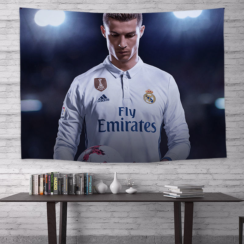 Tấm vải treo tường in hình cầu thủ bóng đá Ronaldo Real Madrid Juventus