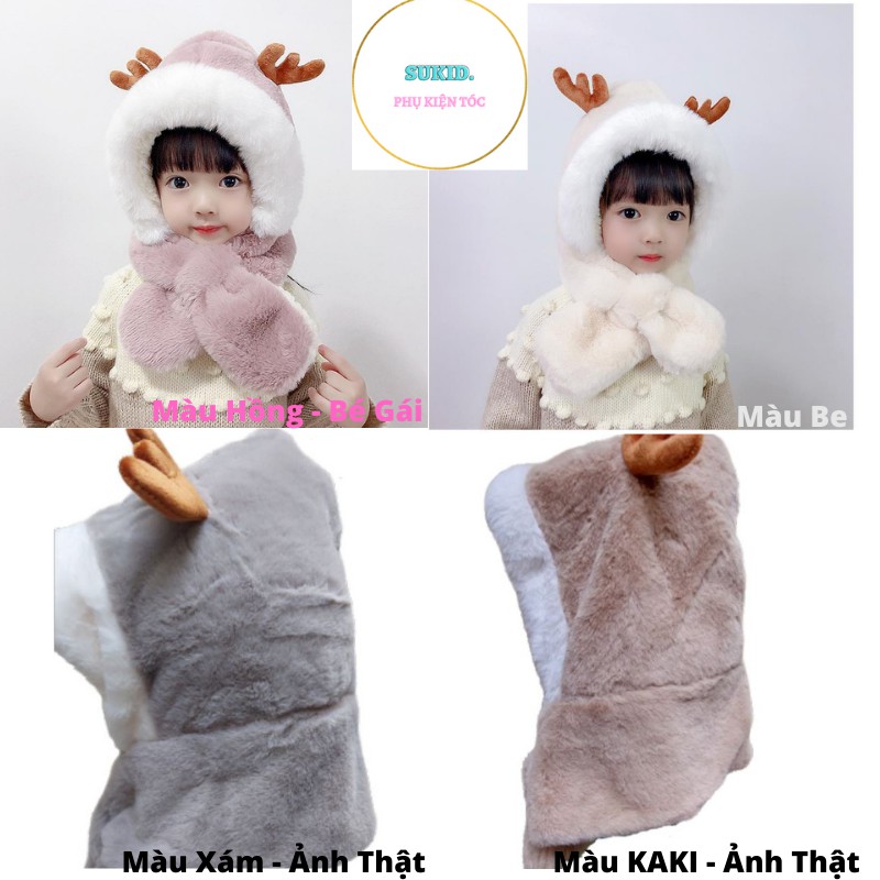 Mũ Len Cho Bé Trai và Gái Nón Kèm Khăn Phong Cách Hàn Quốc Rất Cute