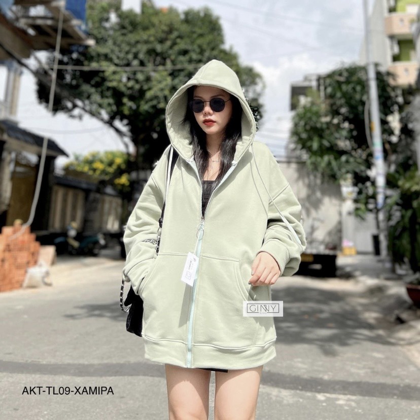 Áo khoác chống nắng thun zip Alina TL09, kiểu dáng đơn giản dễ mặc, áo khoác có nón, áo khoác mặc cặp với mẹ | MIUCO