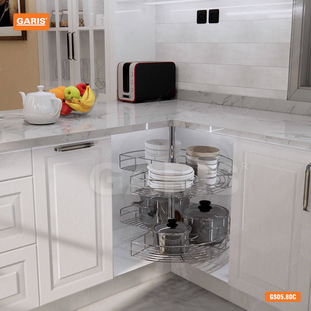 [FREESHIP HCM] Hệ Mâm Xoay Góc Mở 3/4 Garis GS05.80C - Nan Tròn - Inox 304