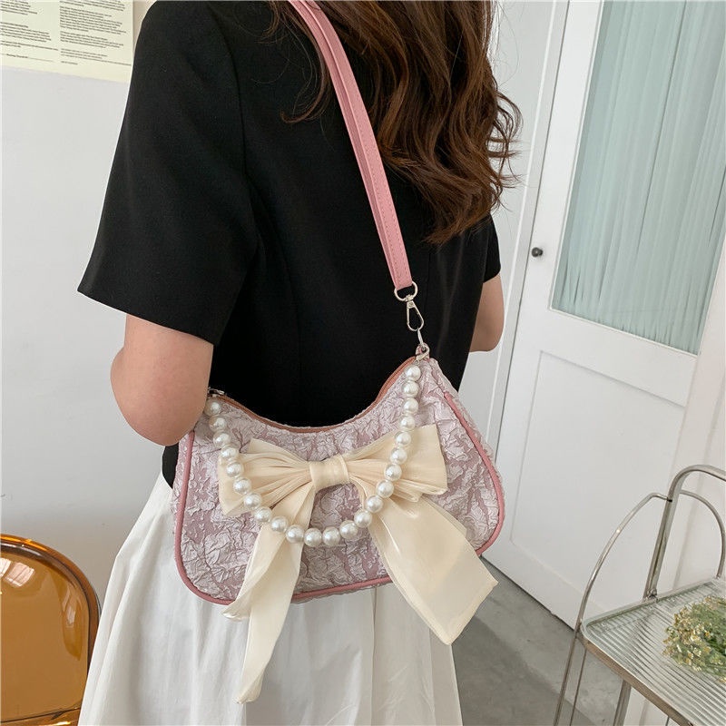 Jiashucheng Túi Xách Đính Nơ Ngọc Trai Thời Trang Mùa Hè Cho Nữ