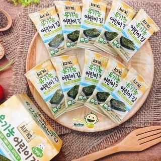 Rong biển TÁCH MUỐI ăn liền dạng lá ORGANIC ALVIN cho bé, rong biển ăn liền, rong biển hàn quốc [Date 1/2022]