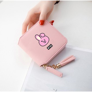 Short wallet with zipper, printed with cute BTS group mascots
