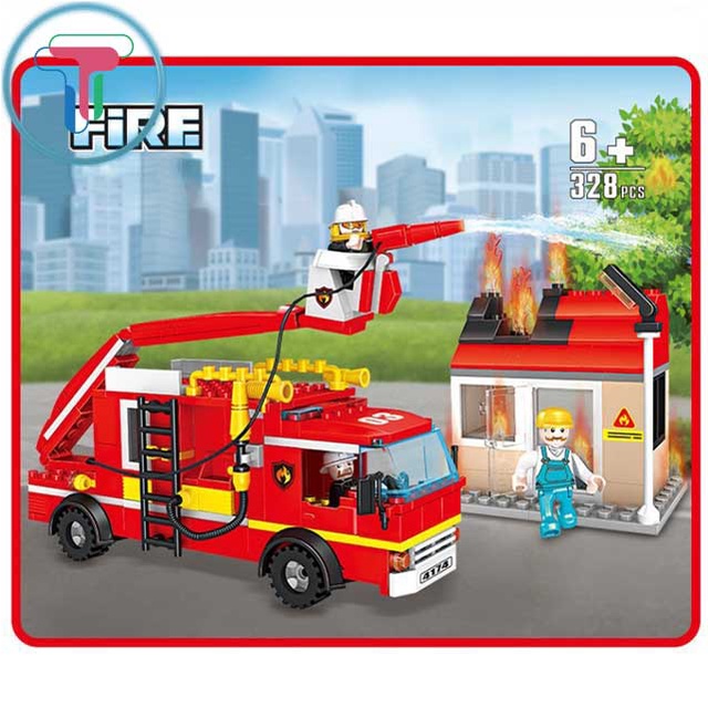 Lego COGO Lắp Ráp Xe Cứu Hỏa 328 Chi Tiết