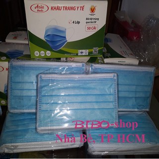 Khẩu trang y tế kháng khuẩn 4 lớp ASIA Medic (màu xanh) hộp 50 cái