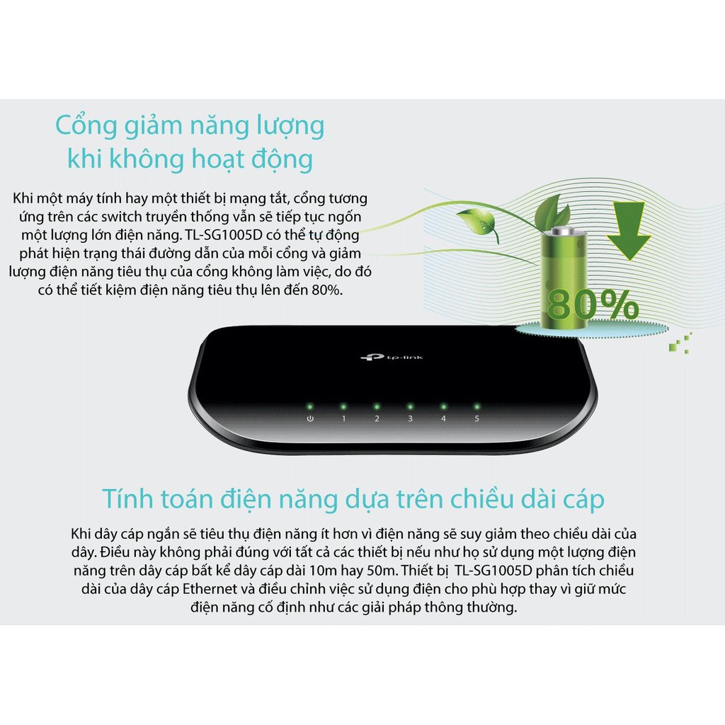 [Mã 55ELSALE1 giảm 7% đơn 300K] TP-Link Bộ chi tín hiệu mạng 5 cổng gigabit - TL-SG1005D - Hàng Chính Hãng