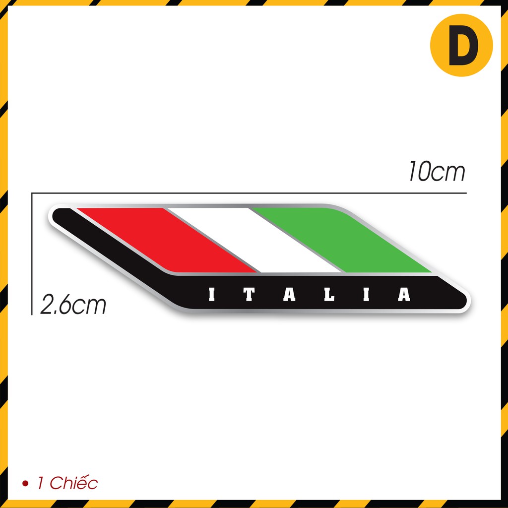 Tem Xe Italia PVC Chống Nước Dán Xe Máy, Xe Điện, Thiết Bị Công Nghệ - Tem Cờ Ý Trang Trí Cao Cấp