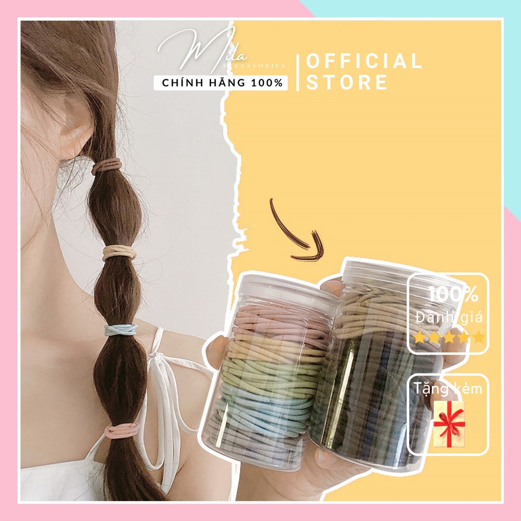 Dây buộc tóc hàn quốc vải cute MILA D103 ❤️HỘP 100 CHIẾC❤️ chun đơn co giãn cực bền bỉ Mila Accessories