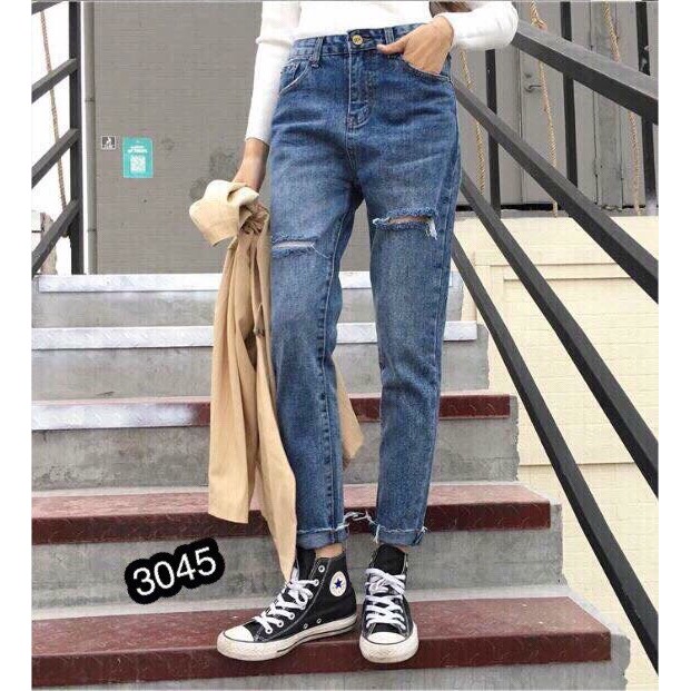 [Mã FAMAYWA giảm 10K đơn 50K] Quần Jeans Nữ Phối Rách Cao Cấp OHS3045 | BigBuy360 - bigbuy360.vn
