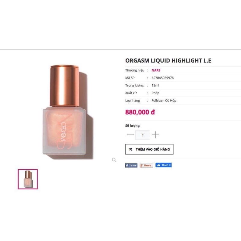 Phấn Bắt Sáng NARS Orgasm Liquid Highlighter