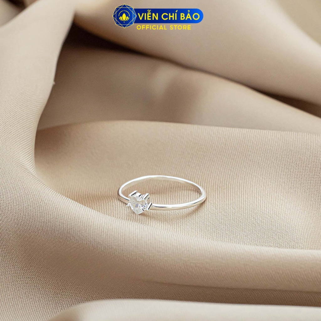Nhẫn bạc nữ dáng trơn đá trái tim chất liệu bạc 925 thời trang phụ kiện trang sức Viễn Chí Bảo N400885