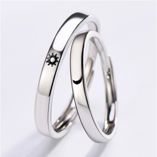 Nhẫn đôi họa tiết mặt trăng và mặt trời thiết kế hở dễ dàng điều chỉnh kích cỡ