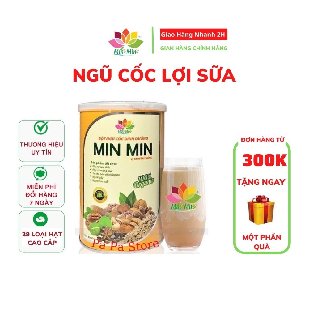 Ngũ Cốc Lợi Sữa Min Min ❤️FREESHIP❤️ Bột ngũ cốc bà bầu - Ngu coc loi sua, Thơm ngon dễ uống hơn sữa bầu ( hộp 500G)