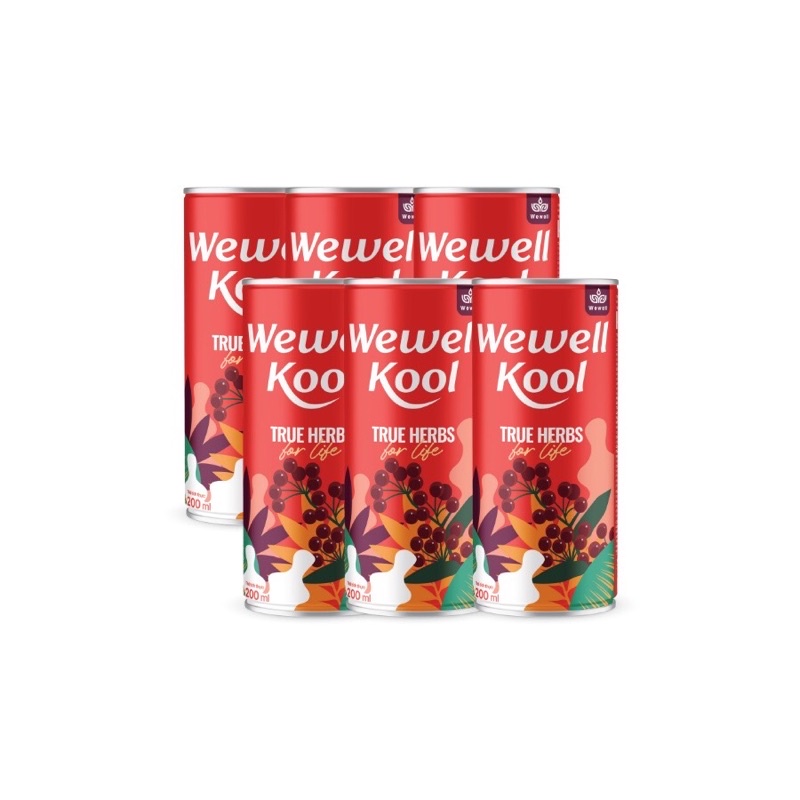 LỐC 6 LON Nước uống thuần thảo dược Wewell Kool 200ml