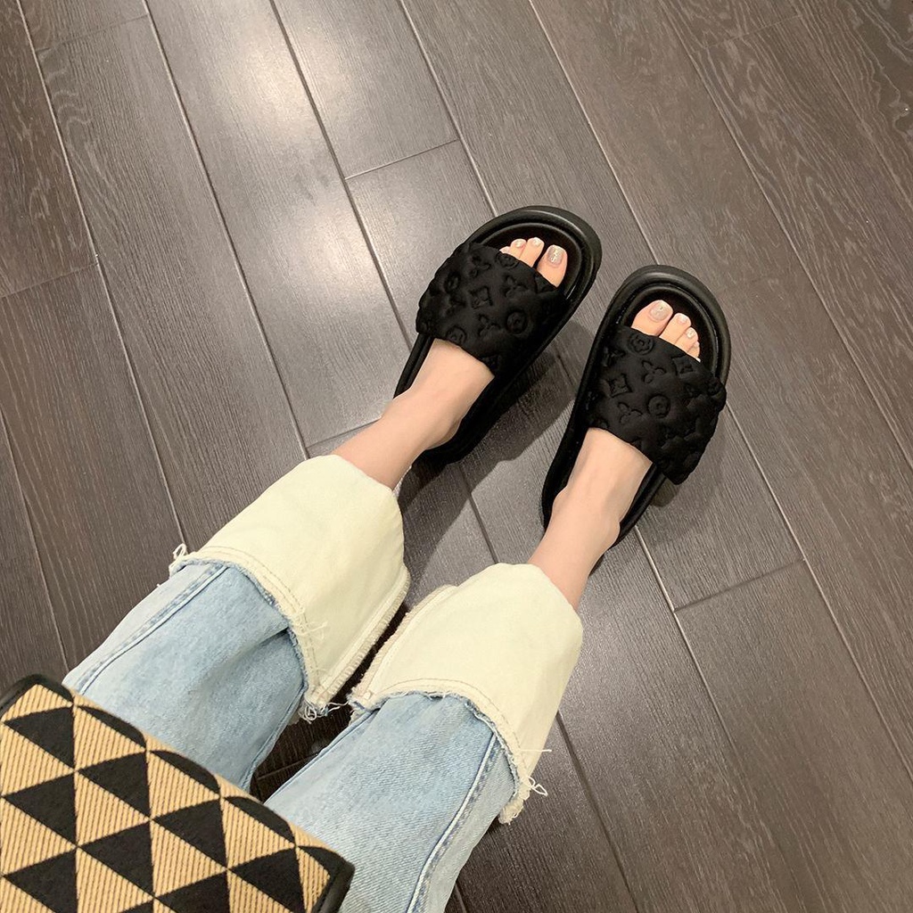 Dép Sandal Đế Dày Hở Ngón Quai Dán Thời Trang Mùa Hè Phong Cách Mới Dành Cho Nữ