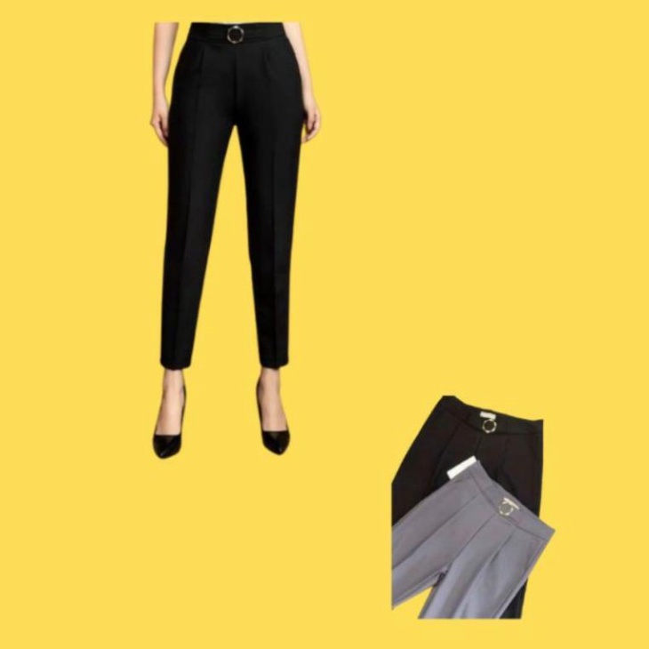 Quần baggy công sở nữ lưng cao,khóa sườn - Chất vải tuyết mưa mềm mịn - Phối đai cực xinh