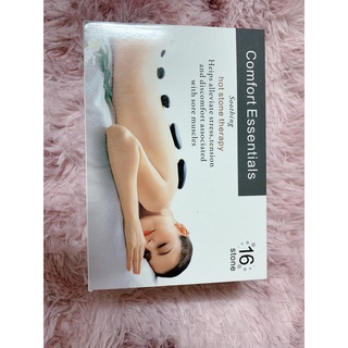 Hộp 16 viên đá nóng massage bao gồm: 4 viên đá tròn to, 4 viên oval, 8 viên đá kẹp chân